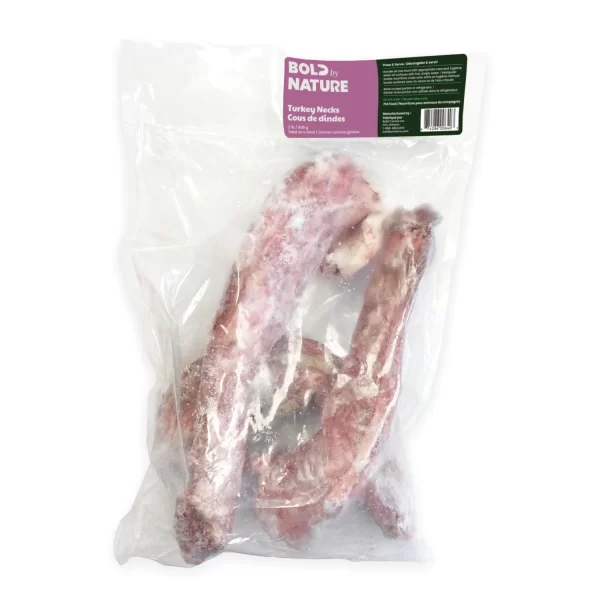 A clear bag of Bold by Nature Turkey Necks.